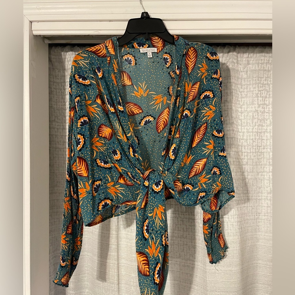 Floral wrap around shirt